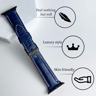 Foto 4 | Foto 4 | Correa De Reloj Vinacreations, Piel De Cocodrilo Azul Marino, 41 Mm, Apple - Venta Internacional.