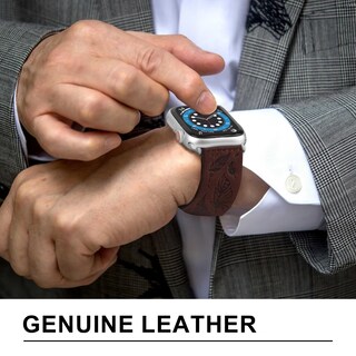 Foto 2 | Foto 2 | Correa De Reloj Npet De Piel Auténtica Con Plumas Grabadas En Estilo Western - Venta Internacional