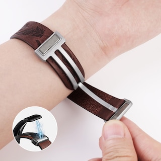 Foto 3 | Foto 3 | Correa De Reloj Npet De Piel Auténtica Con Plumas Grabadas En Estilo Western - Venta Internacional