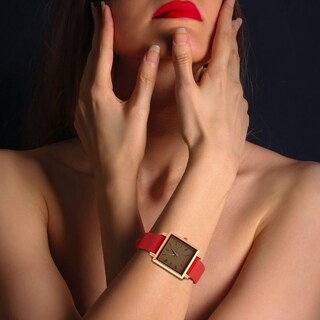 Foto 5 | Foto 5 | Correa De Reloj Wocci Elegante De Piel Auténtica De 20 Mm De Ancho, Color Rojo - Venta Internacional.