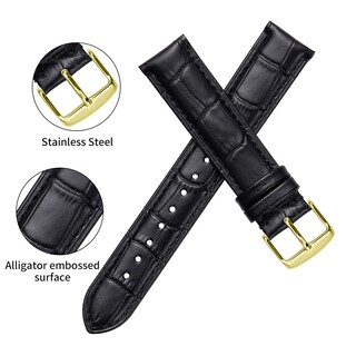 Foto 4 | Foto 4 | Correa De Reloj Istrap, Piel De Becerro Con Grano De Cocodrilo, 24 Mm, Negro Y Marrón - Venta Internacional.