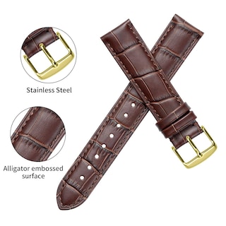 Foto 4 | Foto 4 | Correa De Reloj Istrap, Piel De Becerro Con Grano De Cocodrilo, 20 Mm, Negro Y Marrón - Venta Internacional.