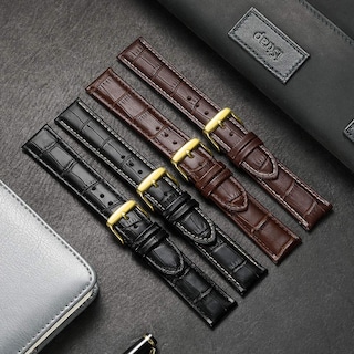Foto 7 | Foto 7 | Correa De Reloj Istrap, Piel De Becerro Con Grano De Cocodrilo, 20 Mm, Negro Y Marrón - Venta Internacional.