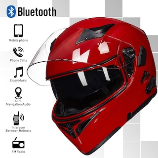 Foto 3 | Foto 3 | Casco De Moto Ilm 902bt Con Bluetooth, Modular Y Abatible, Rojo - Venta Internacional.