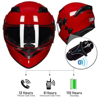 Foto 7 | Foto 7 | Casco De Moto Ilm 902bt Con Bluetooth, Modular Y Abatible, Rojo - Venta Internacional.