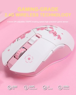Foto 5 | Foto 5 | Ratón Para Juegos Dareu Sakura Pink Inalámbrico Con Cable De 10k Dpi Rgb - Venta Internacional.