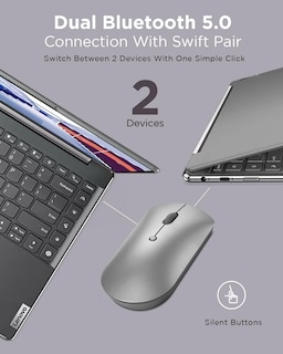 Foto 4 | Foto 4 | Ratón Silencioso Bluetooth Lenovo 600 Azul Con Funda Para Portátil T210 - Venta Internacional.