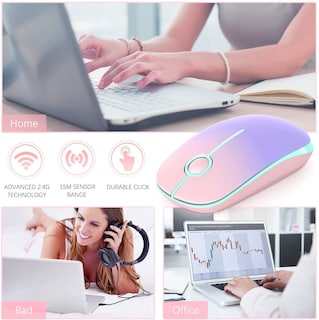 Foto 7 | Foto 7 | Ratón Inalámbrico Vssoplor 2.4g Slim Portable Para Pc Rosa-morado - Venta Internacional.