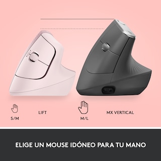 Foto 6 | Foto 7 | Mouse Inalámbrico Logitech Ergo Lift Vertical color Rosa