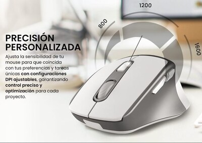 Foto 5 | Foto 5 | Mouse Getttech Ggm-stdbw-01-wh Inalambrico Conexion 2.4g, Bluetooth Y Usb 6 Botones Dpi Ajustables (800-1200-1600)