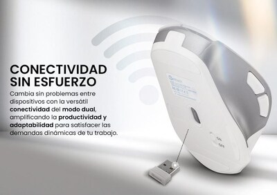 Foto 8 | Foto 8 | Mouse Getttech Ggm-stdbw-01-wh Inalambrico Conexion 2.4g, Bluetooth Y Usb 6 Botones Dpi Ajustables (800-1200-1600)