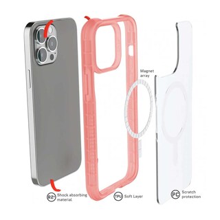 Foto 3 | Foto 3 | Funda Ghostek Covert para iPhone 13 Pro color Rosa/Transparente Magsafe