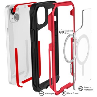 Foto 3 | Foto 3 | Funda Ghostek Atomic Para iPhone 14 Aluminio Transparente/ Rojo
