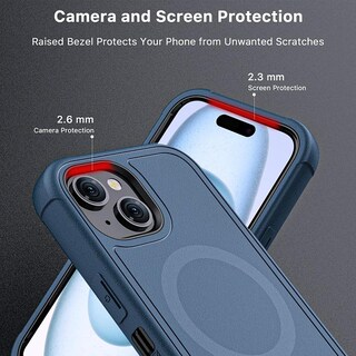 Foto 6 | Foto 6 | Funda + Mica Protectora Mybat Maverick Magsafe Clip para Iphone 15 Azul