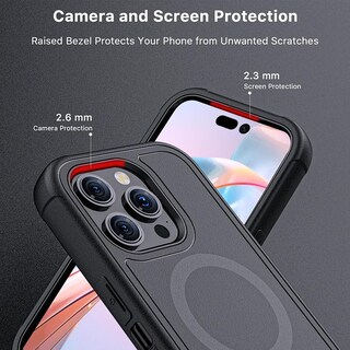 Foto 6 | Foto 6 | Funda + Mica Protectora Mybat Maverick Magsafe Clip para Iphone 15 Pro Max Negra