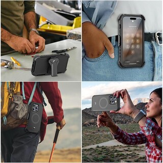 Foto 8 | Foto 8 | Funda + Mica Protectora Mybat Maverick Magsafe Clip para Iphone 15 Pro Max Negra