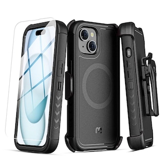 Foto 1 | Foto 1 | Funda + Mica Protectora Mybat Maverick Magsafe Clip para Iphone 15 Negra