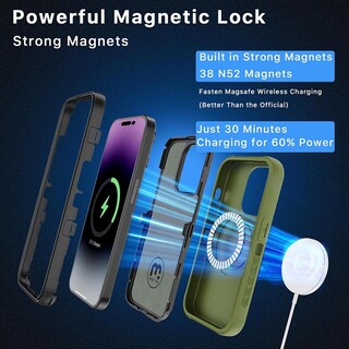 Foto 5 | Foto 5 | Funda Mybat con Magsafe color Verde para iPhone 15 Pro Max