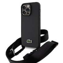 Case Lacoste Cross Body Logo Bordado Negro Para Iphone 15 Pro