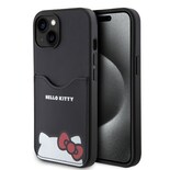 Case Hello Kitty Con Tarjetero Tipo Piel Negra Para Iphone 15