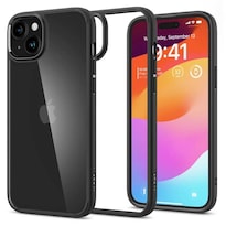 Funda Spigen Crystal Hybrid para IPhone 15 Transp Negro