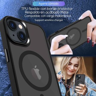 Foto 6 | Foto 6 | Funda Tekku Matte Style Para Iphone 15 Plus Trans Negra Compatible Con Magsafe