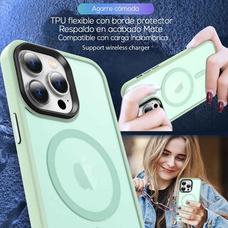 Foto 6 | Foto 6 | Funda Tekku Matte Style Para Iphone 15 Pro Trans Verde Compatible Con Magsafe