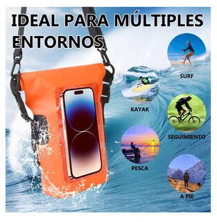 Foto 2 | Foto 2 | Bolsa Seca Impermeable Para Celular Protector Teléfono 2l Naranja