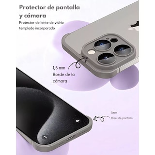 Foto 6 | Foto 6 | Protector Lente Camara Bumper Silicona Para Iphone 15 Plus / Titanio Natural