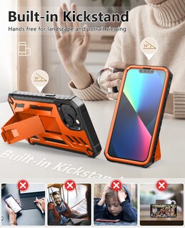 Foto 2 | Foto 2 | Funda De Teléfono Soios Para Iphone 13/14 De 6.1 Pulgadas Con Soporte Naranja - Venta Internacional.