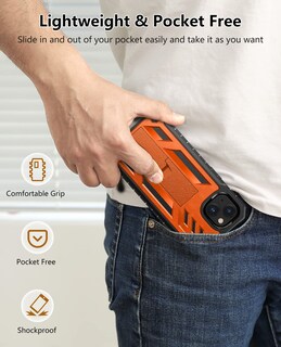 Foto 7 | Foto 7 | Funda De Teléfono Soios Para Iphone 13/14 De 6.1 Pulgadas Con Soporte Naranja - Venta Internacional.