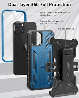 Foto 2 | Foto 2 | Funda De Teléfono Soios Para Iphone 13-14 Con Soporte Integrado, Color Azul - Venta Internacional.