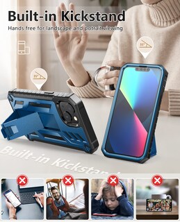 Foto 4 | Foto 4 | Funda De Teléfono Soios Para Iphone 13-14 Con Soporte Integrado, Color Azul - Venta Internacional.