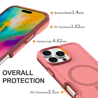 Foto 2 | Foto 2 | Funda Magnética Antichoque Para Iphone 16 Pro, Color Rosa Oscuro - Venta Internacional.