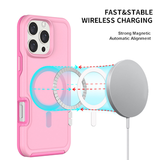 Foto 2 | Foto 2 | Funda Magnética Anticaída Para Iphone 16 Pro, Rosa Y Morado - Venta Internacional.