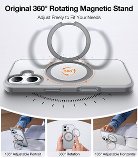 Foto 2 | Foto 2 | Funda Para Teléfono Torras, Mejorada, Con Soporte Magnético Giratorio De 360° Para Iphone 16, Gris - Venta Internacional.