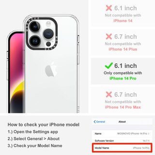 Foto 2 | Foto 2 | Funda De Teléfono Mosnovo Para Iphone 14 Pro Buffertech Clear Tpu - Venta Internacional.