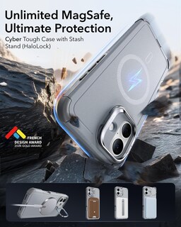 Foto 3 | Foto 3 | Funda Esr Para Iphone 16 Con Soporte De 23 M, Protección Contra Caídas, Gris Claro - Venta Internacional.
