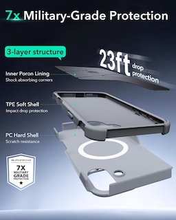 Foto 4 | Foto 4 | Funda Esr Para Iphone 16 Con Soporte De 23 M, Protección Contra Caídas, Gris Claro - Venta Internacional.