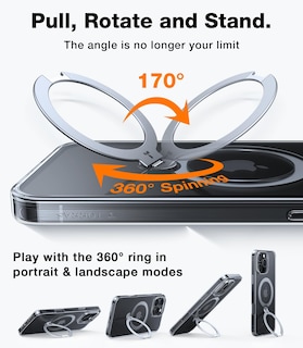 Foto 3 | Foto 3 | Funda Para Teléfono Torras 360° Spin Con Soporte Magnético Para Iphone 16 Pro, Transparente - Venta Internacional.