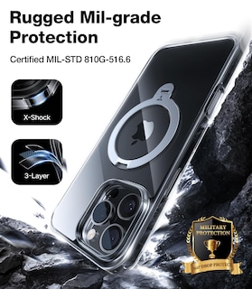 Foto 5 | Foto 5 | Funda Para Teléfono Torras 360° Spin Con Soporte Magnético Para Iphone 16 Pro, Transparente - Venta Internacional.
