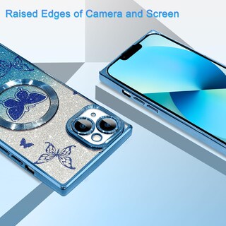 Foto 3 | Foto 3 | Funda De Teléfono Aigomara Para Iphone 13, Diseño De Mariposas, Color Azul - Venta Internacional.