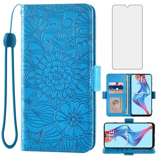 Foto 1 | Foto 1 | Funda Para Teléfono Móvil Wallet + Cristal Templado Zte Blade V20 Smart Blue - Venta Internacional