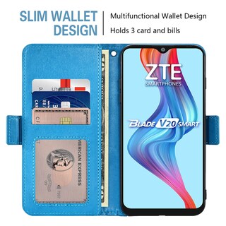 Foto 2 | Foto 2 | Funda Para Teléfono Móvil Wallet + Cristal Templado Zte Blade V20 Smart Blue - Venta Internacional