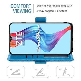 Foto 3 | Foto 3 | Funda Para Teléfono Móvil Wallet + Cristal Templado Zte Blade V20 Smart Blue - Venta Internacional