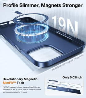 Foto 4 | Foto 4 | Funda De Teléfono Torras Magnetic Slim Fit Para Iphone 16 Pro, Color Azul - Venta Internacional.