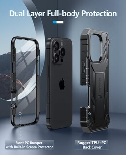Foto 3 | Foto 3 | Funda De Teléfono Fntcase Para Iphone 16 Pro-max De Grado Militar, Negra - Venta Internacional.