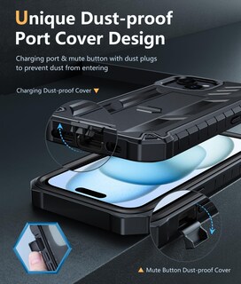 Foto 6 | Foto 6 | Funda De Teléfono Fntcase Para Iphone 15, Grado Militar, Negra De 6.1 Pulgadas - Venta Internacional.
