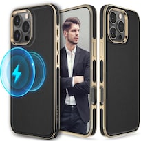 Funda De Teléfono Lohasic Para Iphone 16 Pro De Piel Negra Y Dorada - Venta Internacional.