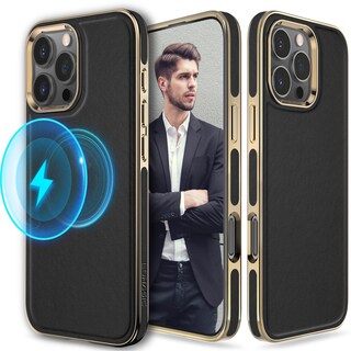Foto 1 | Foto 1 | Funda De Teléfono Lohasic Para Iphone 16 Pro De Piel Negra Y Dorada - Venta Internacional.